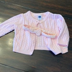 Janie and jack girls size 0 to 3 months cardigan and headband